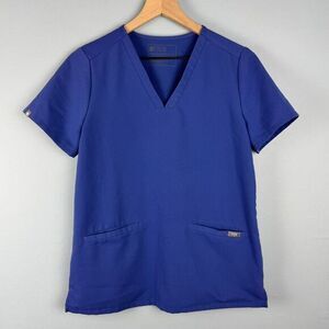 FIGS Casma Womens Small Three-Pocket V‎ Neck Scrub Top Shirt FW1100 Denim Blue